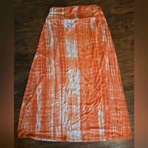 Faded Glory Vibrant Orange and White Maxi Skirt